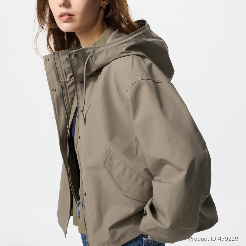 NWOT Uniqlo Women's Cotton Blend Short Parka Jacket in Khaki